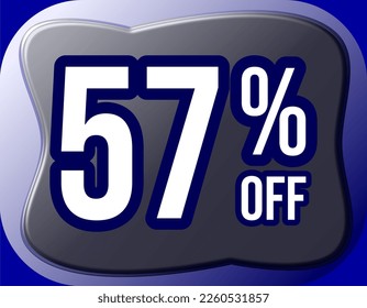 Fifty seven percent discount for big sales. Shades of blue with light and shadow