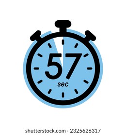 icono de cronómetro de cincuenta y siete segundos, símbolo del temporizador, ilustración del vector de tiempo de espera de 57 segundos