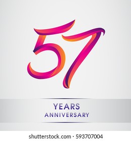 fifty seven years anniversary celebration logotype colorful design, 57th birthday logo on white background