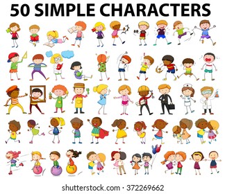 Fifty Simple Character Doing Different Activities Stock Vector (Royalty ...