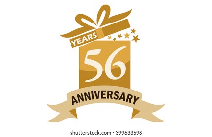 Fifty Six Years Gift Box Ribbon Anniversary 