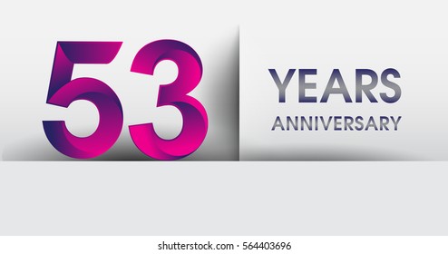 fifty three years Anniversary celebration logo, flat design isolated on white background, vector elements for banner, invitation card for 53rd birthday party