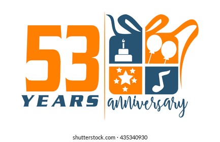 Fifty Three Years Gift Box Ribbon Anniversary 