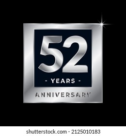 52-jährige Jubiläumsfeier Luxury Black and Silver Logo Emblem isolierter Vektorgrafik