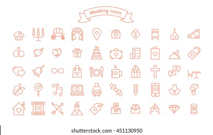 Fifty Wedding vector icons