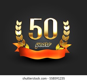 Fifty years anniversary banner. 50th anniversary logo. Vector illustration.