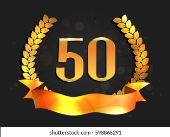 Fifty years anniversary banner. 50th anniversary logo. Vector illustration.