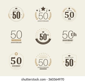 Fifty years anniversary celebration logotype. 50th anniversary logo collection.