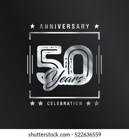 Fifty years anniversary celebration logotype. 50th year anniversary logo collection. Anniversary label. Anniversary logo template. Anniversary sign. Vector Illustration