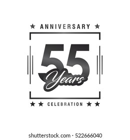 Fifty years anniversary celebration logotype. 55th year anniversary logo collection. Anniversary label. Anniversary logo template. Anniversary sign. Vector Illustration