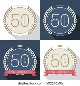 Fifty years anniversary celebration logotype. 50th anniversary logo collection.