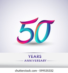Fifty Years Anniversary Celebration Logotype Blue Stock Vector (Royalty ...