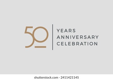 Fifty years celebration event. 50 years anniversary sign. Vector design template.