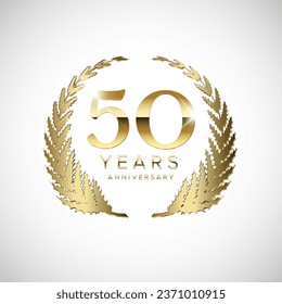 Fifty years golden anniversary card template - poster template of  invitation card for company event party. 50 years golden jubilee template on white background. 