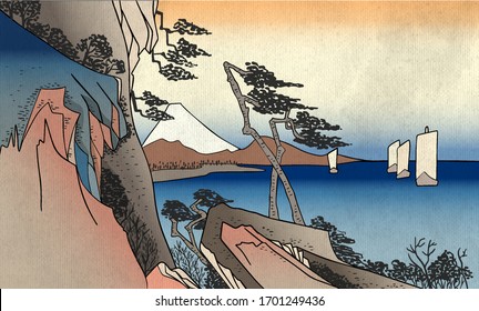 Fifty-Three Stations of the Tokaido Hoeido Fuji engraving ukiyo-e