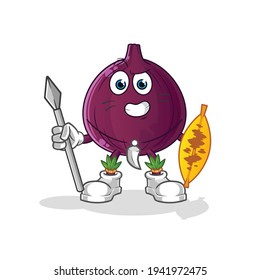 fig african tribal fighter mascot. cartoon vector