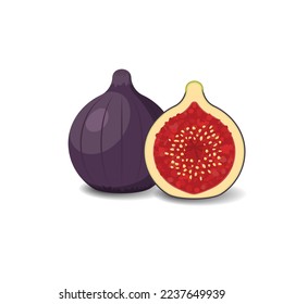 Fig cartoon fruit. Vegan organic eco product. vector illustration.