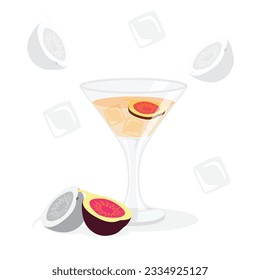 Fig cocktail, Fig drink, Rosh Hashanah illustration 