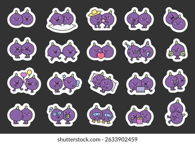 Fig couple character set with adorable hugs happy emotions cute kisses heartwarming activities friendly celebrations magical moments caring gestures and funny lifestyle scenes