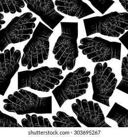 Fig fico hands seamless pattern, black and white vector background for wallpapers, textile or other designs.