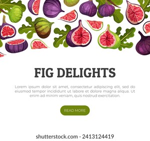 Fig Fruit Banner Design with Green Leaf Vector Template