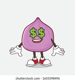 Fig Fruit cartoon mascot character with money symbol on eyes