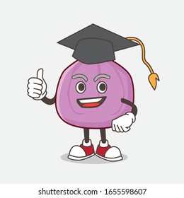 Fig Fruit cartoon mascot character in a black Graduation hat