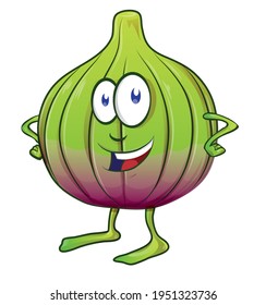 Fig Fruit cartoon mascot character on white background