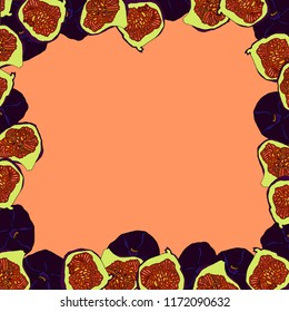 fig fruit cartoon vector sketch for banner or postcard