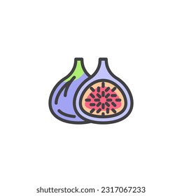 Fig fruit filled outline icon, line vector sign, linear colorful pictogram isolated on white. Symbol, logo illustration. Vector graphics