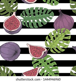 Fig fruit graphic color seamless pattern background sketch illustration vector