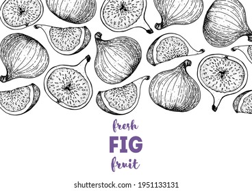 Diseño de paquetes dibujados a mano con fruta. Ilustración vectorial. Diseño, paquete, ilustración de folleto. Diseño de empaque. Plantilla de diseño de frutos de higo dibujados a mano. Ilustración vectorial de alimentos frescos orgánicos.