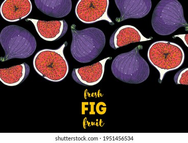 Diseño de paquetes dibujados a mano con fruta. Ilustración vectorial. Diseño, paquete, ilustración de folleto. Diseño de empaque. Plantilla de diseño de frutos de higo dibujados a mano. Ilustración vectorial de alimentos frescos orgánicos.