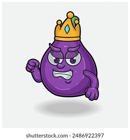 Fig fruit Mascot Character Cartoon With Angry expression. For brand, label, packaging and product. Vector Illustration