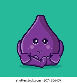 fig fruit mascot with sad gesture isolated cartoon in flat style