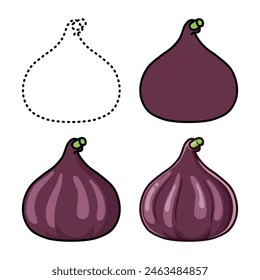 fig fruit set illustration. You can use it for children books, web design, posters, campaigns, and many more. Can be easily resized and change colors of each and every shape as required.