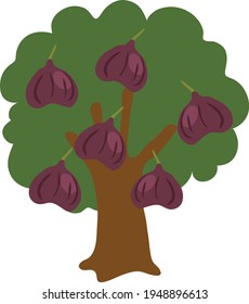 Ilustración vectorial del árbol de frutas de la fisura aislada en fondo blanco