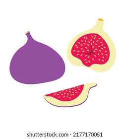 Diseño vectorial de frutas de fig. Icono plano de dibujos animados aislado en fondo blanco.