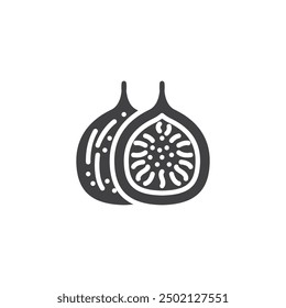 Fig fruit vector icon. filled flat sign for mobile concept and web design. Whole fig and a half glyph icon. Symbol, logo illustration. Vector graphics