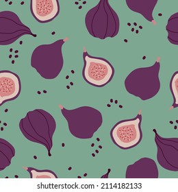 Fig fruits vector seamless pattern. Decorative fashion background for ripe organic food. wallpaper and textiles.