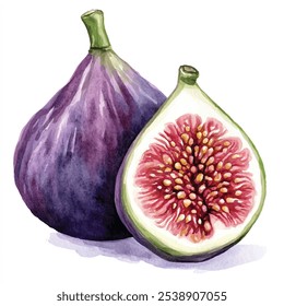 fig fruits watercolor clipart illustration