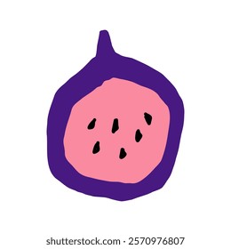 Fig. Geometry minimalistic organic fruit. Doodle style icon. Vector cartoon flat isolated illustration