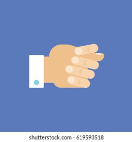 Fig gesture icon. Isolated hand  icon on blue background. Hand gestures.Vector, illustration, flat