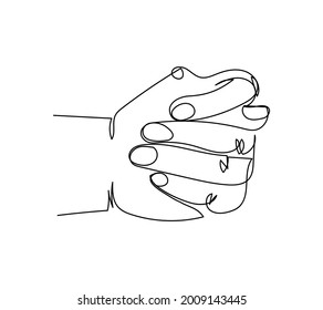 Fig gesture one line art. Continuous line drawing of gesture, hand, obscene gesture.