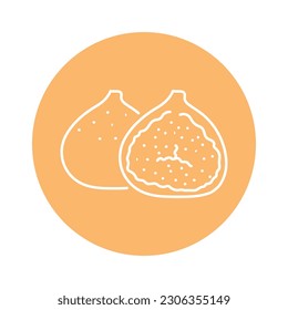 Fig and half color line icon. Tropical fruit. Pictogram for web page, mobile app, promo.