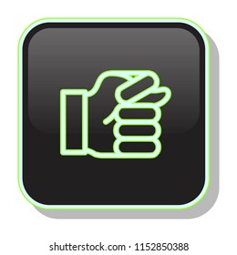 Fig Hand Gesture Icon. Refusing to Share. Showing Greed concept. Editable stroke flat icons. Simple thin line art logo. Neon web app button. Vector illustration. 