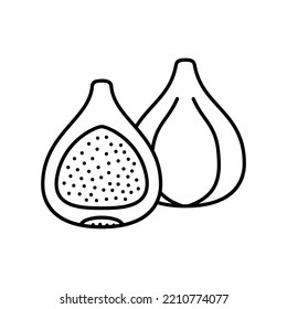 Icono de hilo para fruta fresca con medio corte en forma de contorno negro