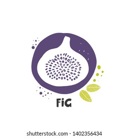 Fig icon. Ink hand drawn vector illustration. Can be used for cafe, menu, shop, bar, restaurant, poster, sticker, logo, detox diet concept, farmers market