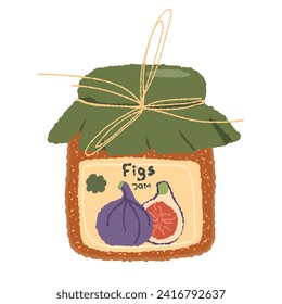 Fig jam illustration. Jam in a jar.