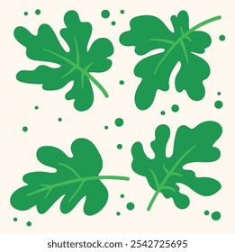 Fig leaves set With illustration style doodle and line art